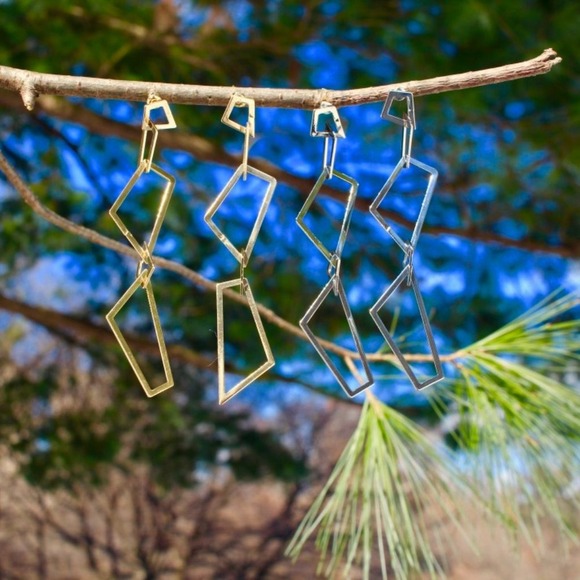 Silver Chunky Chain link Long Drop Dangle earrings - Picture 7 of 7